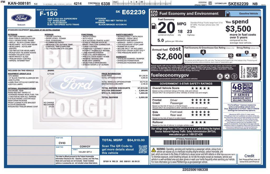new 2025 Ford F-150 car, priced at $53,160