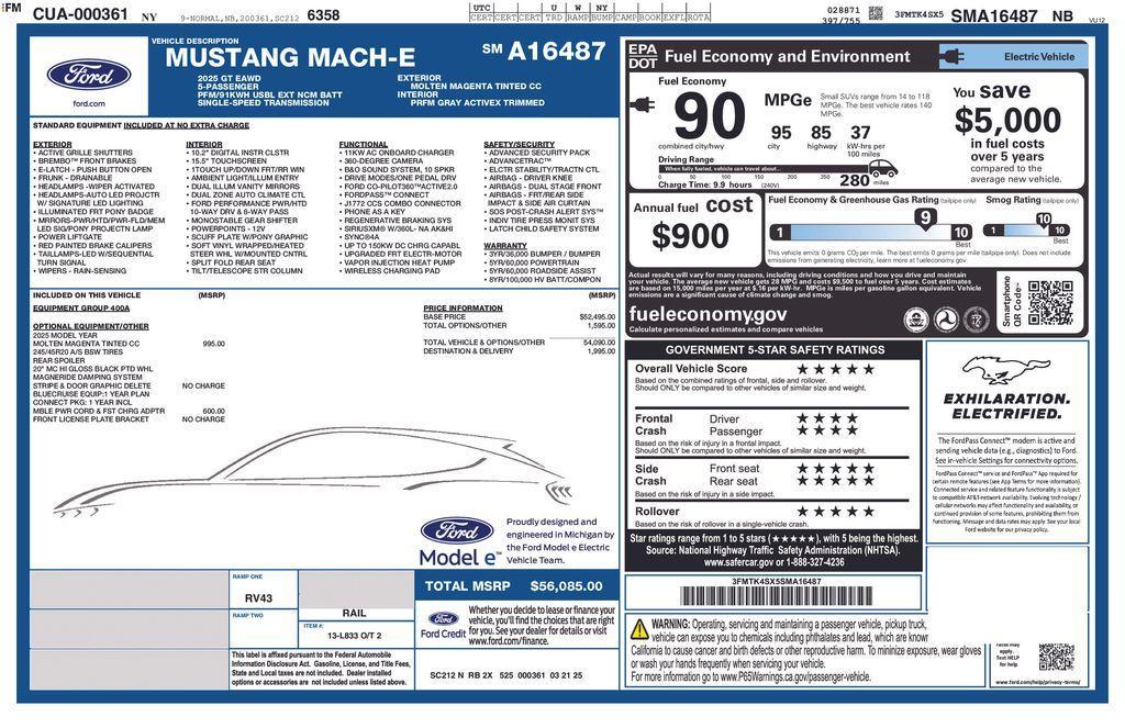new 2025 Ford Mustang Mach-E car, priced at $54,585