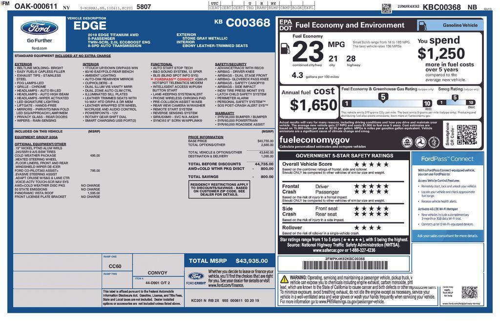 used 2019 Ford Edge car, priced at $19,817