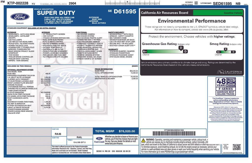 new 2025 Ford F-350 car, priced at $78,020