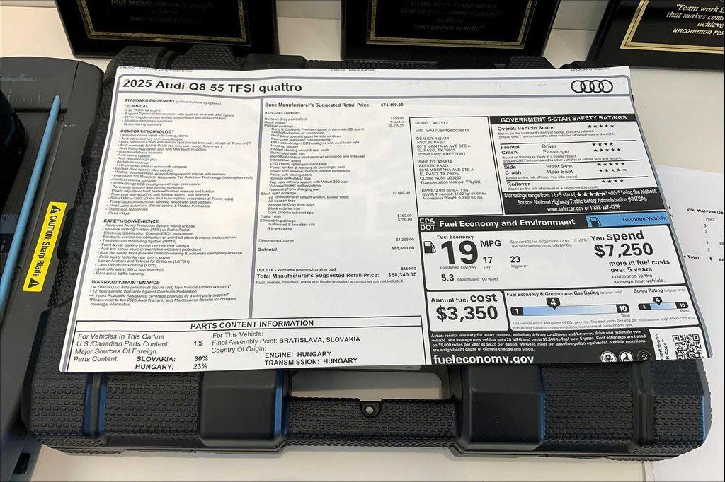 new 2025 Audi Q8 car, priced at $88,340