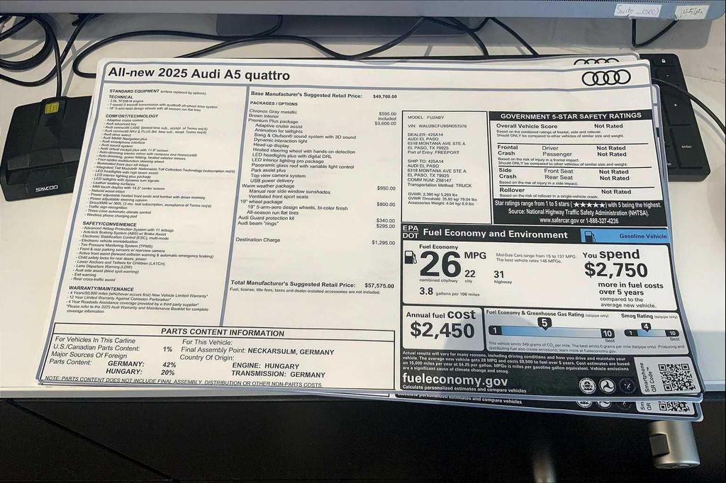 new 2025 Audi A5 car, priced at $57,575