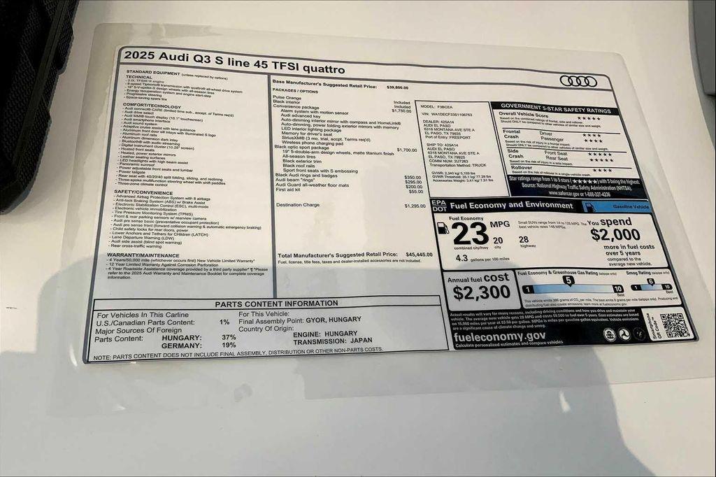 new 2025 Audi Q3 car, priced at $43,173
