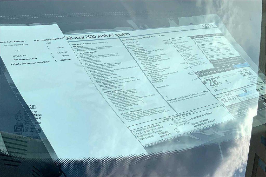 new 2025 Audi A5 car, priced at $57,575