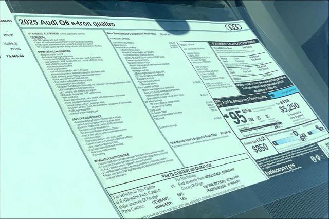 new 2025 Audi Q6 e-tron car, priced at $75,690