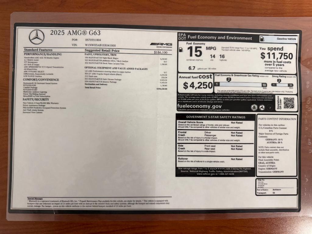 used 2025 Mercedes-Benz AMG G 63 car, priced at $219,900