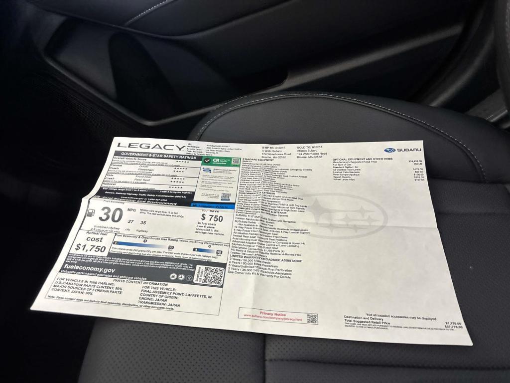 new 2025 Subaru Legacy car, priced at $37,778