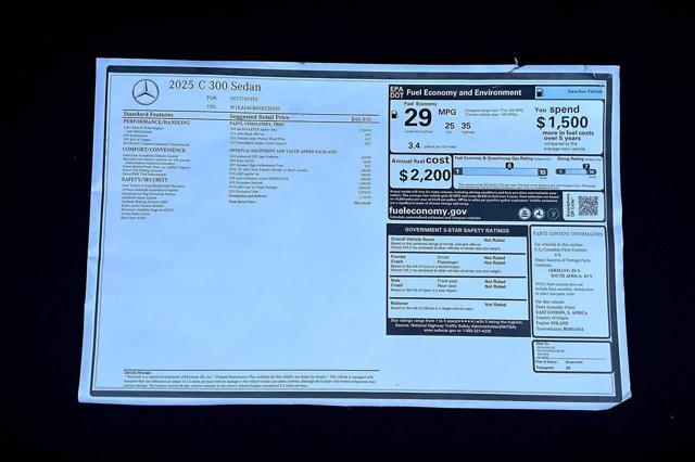 new 2025 Mercedes-Benz C-Class car, priced at $59,545