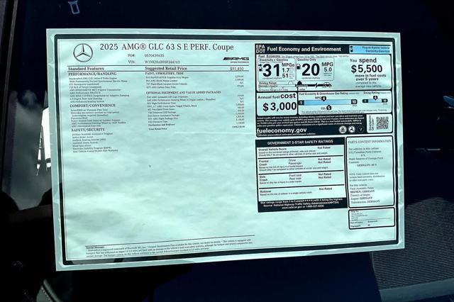 new 2025 Mercedes-Benz AMG GLC 63 car, priced at $108,725