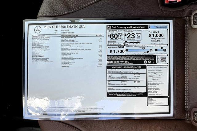 new 2025 Mercedes-Benz GLE 450e car, priced at $89,655