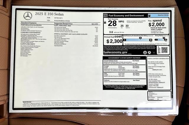 new 2025 Mercedes-Benz E-Class car, priced at $67,995