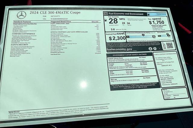 new 2024 Mercedes-Benz CLE 300 car, priced at $70,435