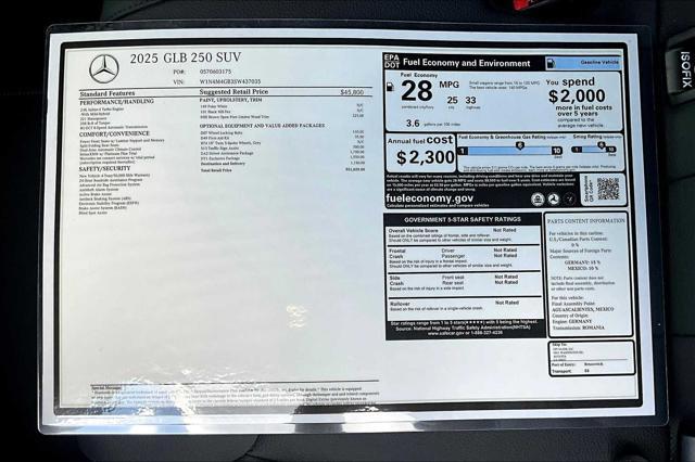 new 2025 Mercedes-Benz GLB 250 car, priced at $51,020