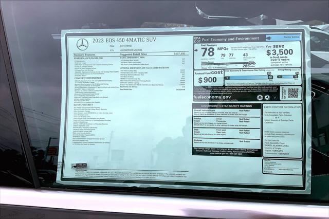 new 2023 Mercedes-Benz EQS 450 car, priced at $111,390