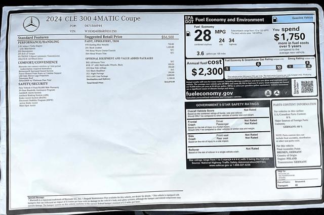 new 2024 Mercedes-Benz CLE 300 car, priced at $63,870