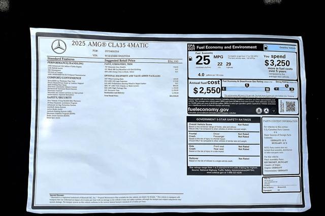 new 2025 Mercedes-Benz AMG CLA 35 car, priced at $62,535