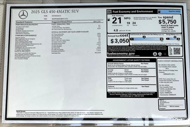 new 2025 Mercedes-Benz GLS 450 car, priced at $96,125