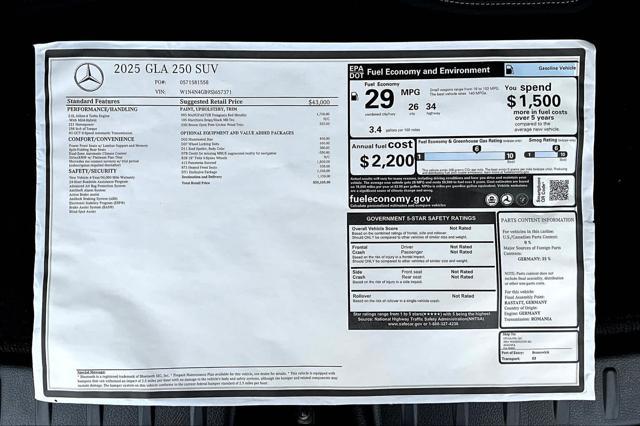 new 2025 Mercedes-Benz GLA 250 car, priced at $50,335