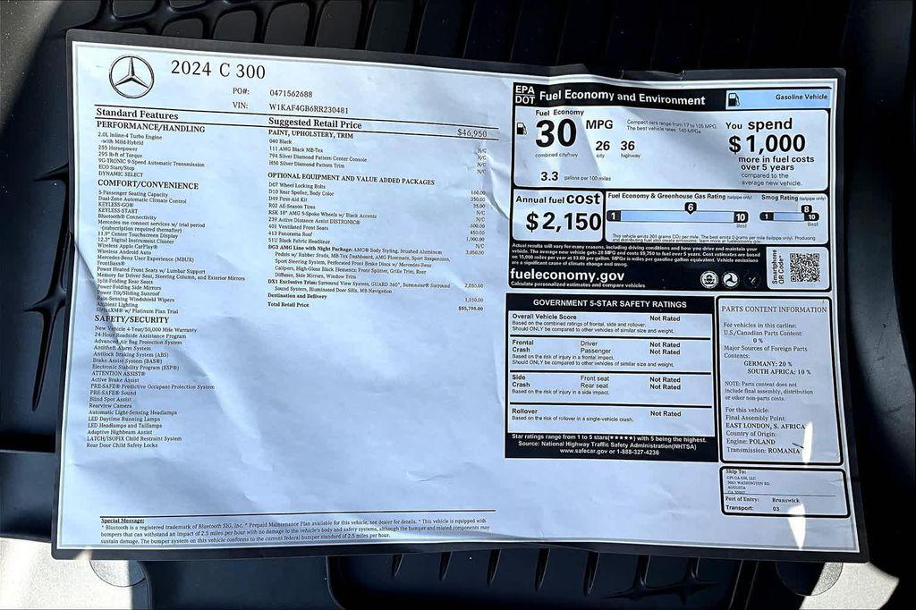 used 2024 Mercedes-Benz C-Class car, priced at $48,777