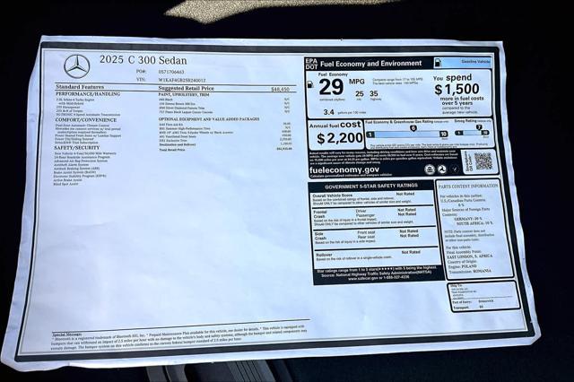 new 2025 Mercedes-Benz C-Class car, priced at $52,935