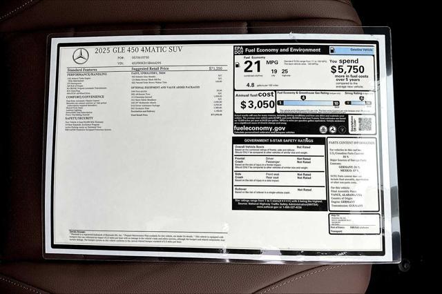 new 2025 Mercedes-Benz GLE 450 car, priced at $77,995
