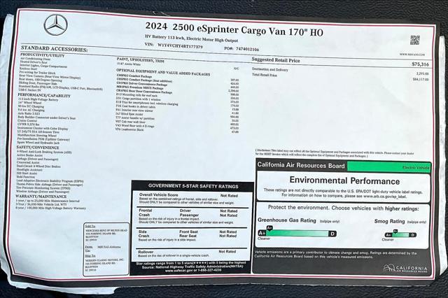 new 2024 Mercedes-Benz Sprinter 2500 car, priced at $84,117