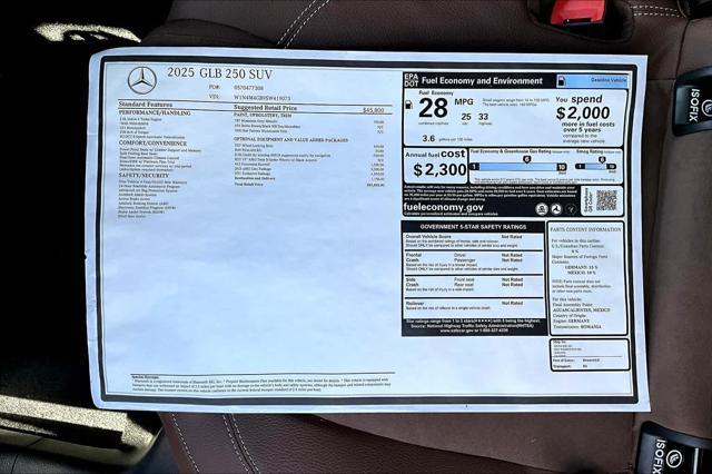 new 2025 Mercedes-Benz GLB 250 car, priced at $53,895