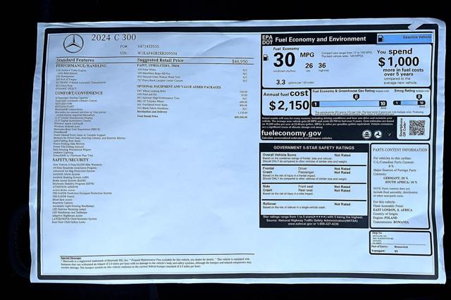 new 2024 Mercedes-Benz C-Class car, priced at $49,345