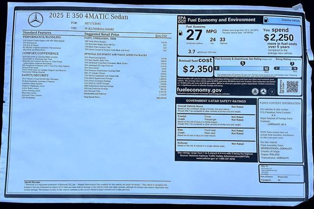 new 2025 Mercedes-Benz E-Class car, priced at $80,495