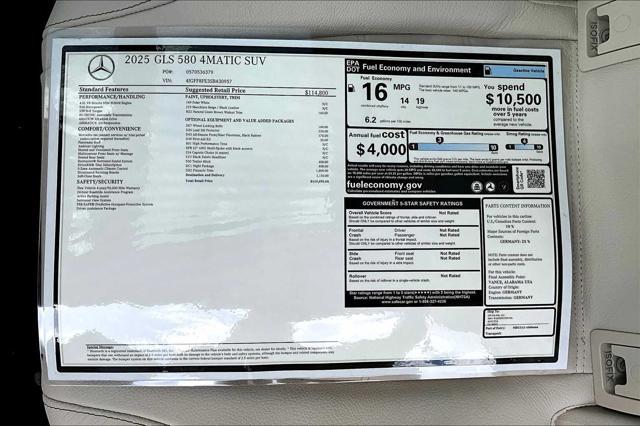 new 2025 Mercedes-Benz GLS 580 car, priced at $119,495