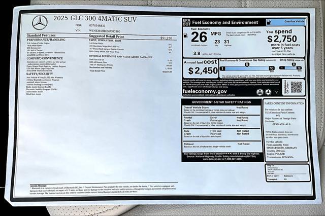 new 2025 Mercedes-Benz GLC 300 car, priced at $53,035