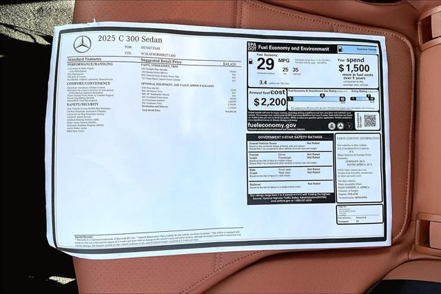 new 2025 Mercedes-Benz C-Class car, priced at $54,085