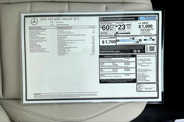new 2025 Mercedes-Benz GLE 450e car, priced at $83,675