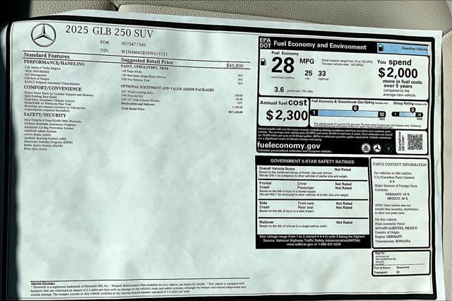 new 2025 Mercedes-Benz GLB 250 car, priced at $47,145