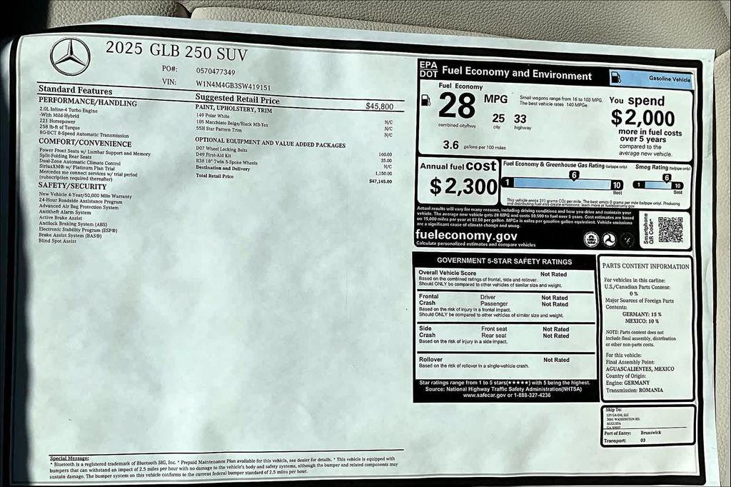 used 2025 Mercedes-Benz GLB 250 car, priced at $49,898