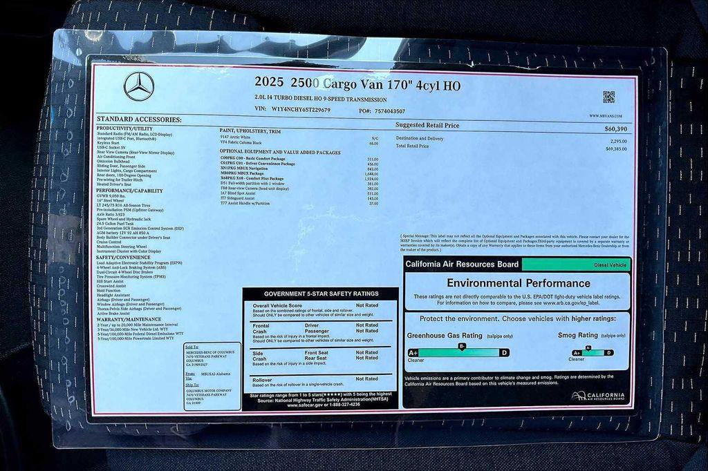 new 2025 Mercedes-Benz Sprinter 2500 car, priced at $69,385