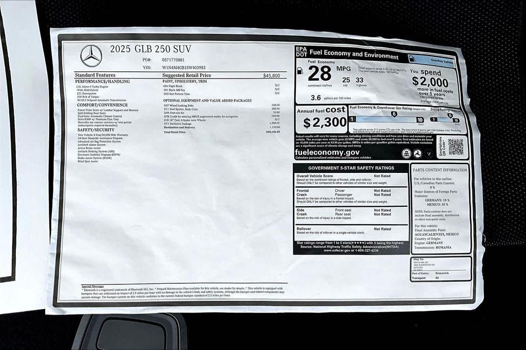 used 2025 Mercedes-Benz GLB 250 car, priced at $44,777