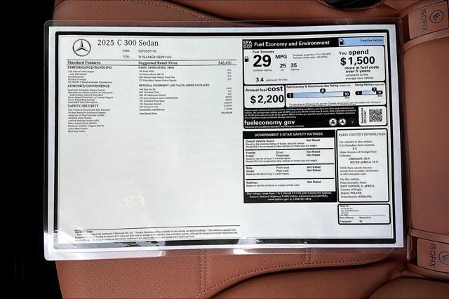 new 2025 Mercedes-Benz C-Class car, priced at $53,935