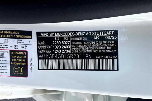 new 2025 Mercedes-Benz C-Class car, priced at $53,935