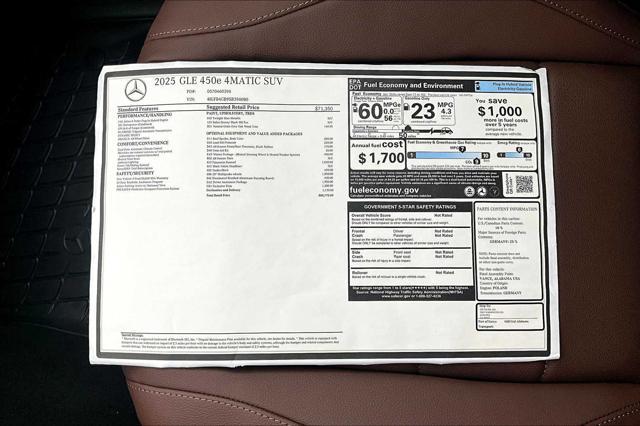new 2025 Mercedes-Benz GLE 450e car, priced at $80,770