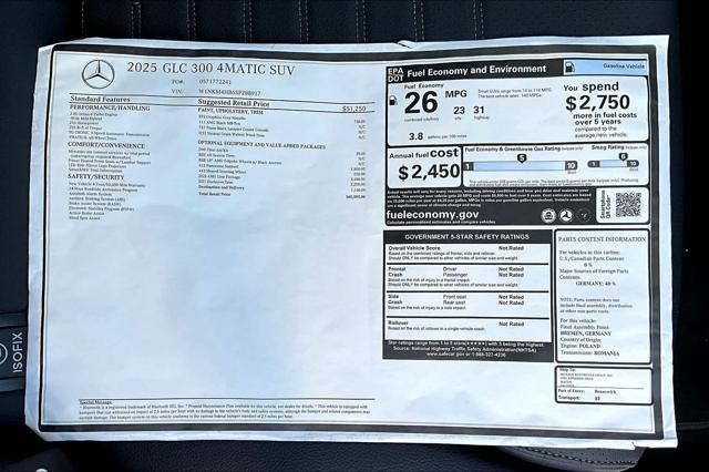 new 2025 Mercedes-Benz GLC 300 car, priced at $60,585