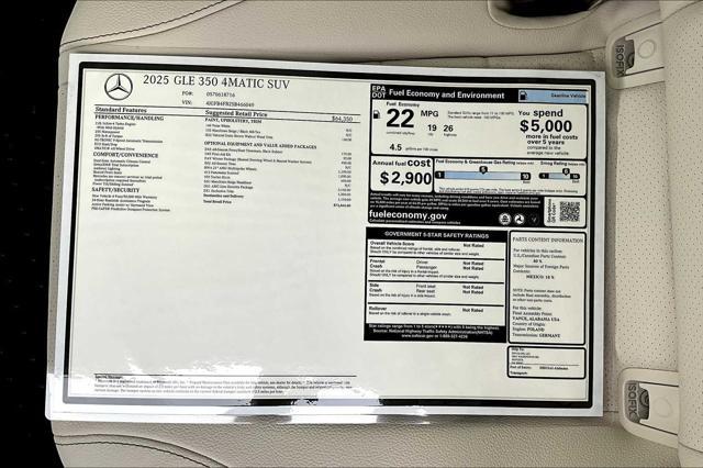 new 2025 Mercedes-Benz GLE 350 car, priced at $73,465