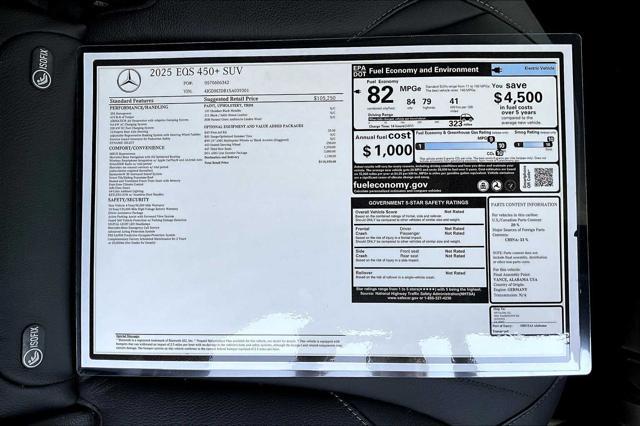 new 2025 Mercedes-Benz EQS 450 car, priced at $110,935