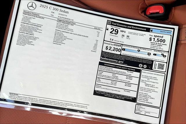 new 2025 Mercedes-Benz C-Class car, priced at $54,685