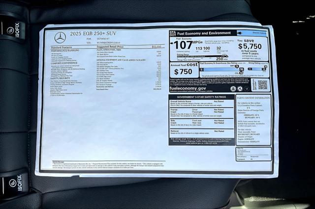 new 2025 Mercedes-Benz EQB 250 car, priced at $59,950
