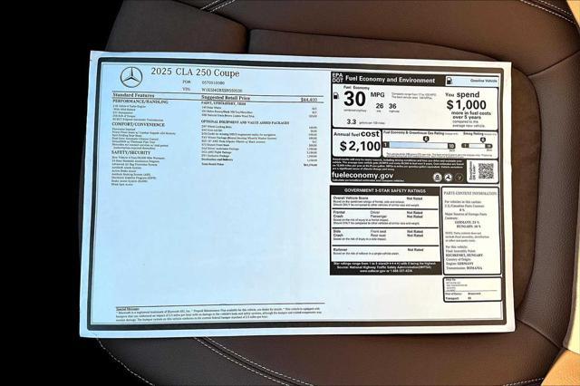 new 2025 Mercedes-Benz CLA 250 car, priced at $53,370