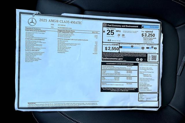 new 2025 Mercedes-Benz AMG CLA 35 car, priced at $66,545