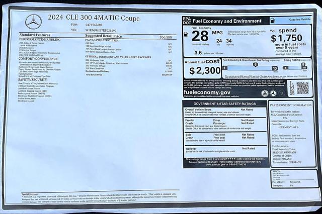 new 2024 Mercedes-Benz CLE 300 car, priced at $58,800