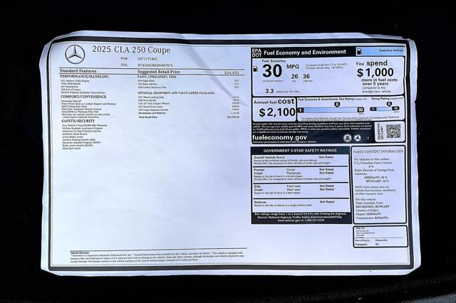 new 2025 Mercedes-Benz CLA 250 car, priced at $46,595