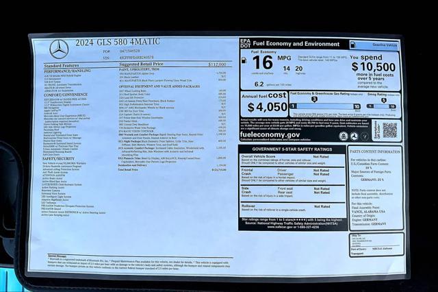 new 2024 Mercedes-Benz GLS 580 car, priced at $123,715